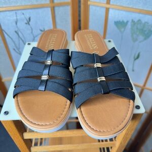 Italian Shoemakers Black and Tan Sandals